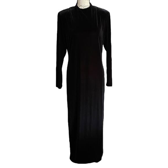 David Warren Vintage Black Velvet Long Maxi Dress Size 14 - Picture 1 of 7